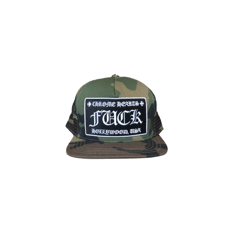 Trucker Hat CHROME HEARTS Camo Fuck Logo Vintage