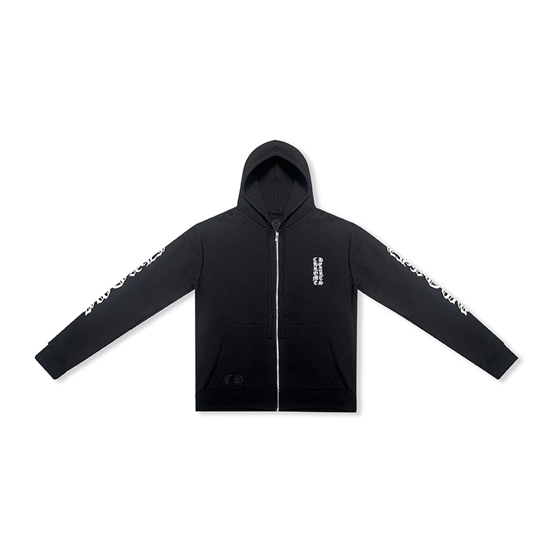 Hoodie Black Vertical Logo Zip Up | Chrome Hearts