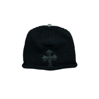 Beanie  Black Cross Patch Wool | Chrome Hearts