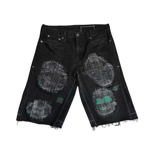 Distressed STUDIO POLYVALENT Black/Green Short