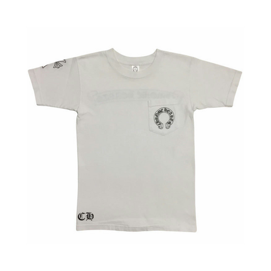 Tee CHROME HEARTS White Horseshoes Pocket Logo Vintage