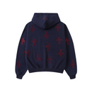 Zip Hoodie Cross Rhinestone Navy Red | Unknown