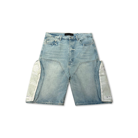 Denim Shorts Side embroidery Sky  | WhoDecidesWar