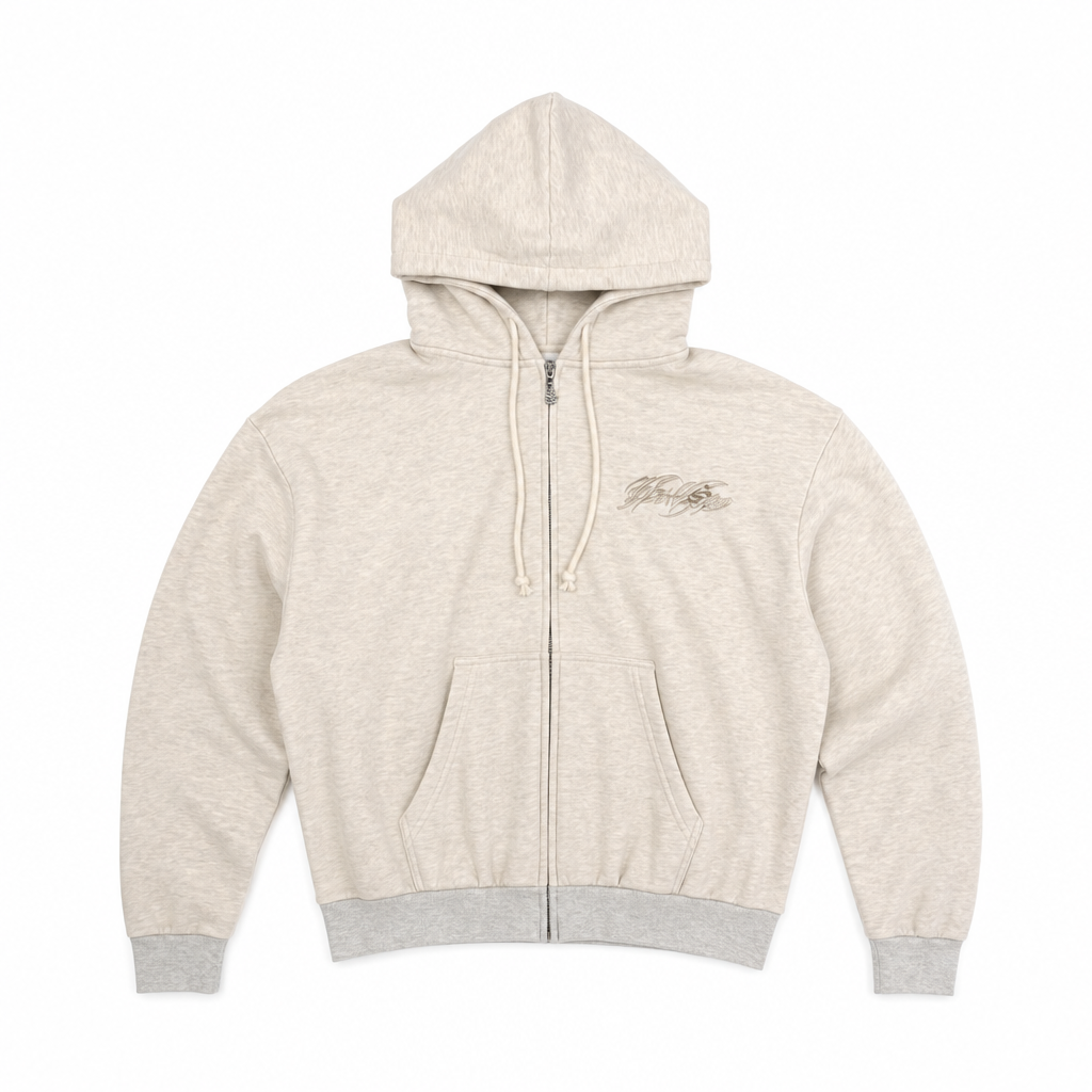 Zip Hoodie HStar Tattoo Logo Oatmeal | Hellstar