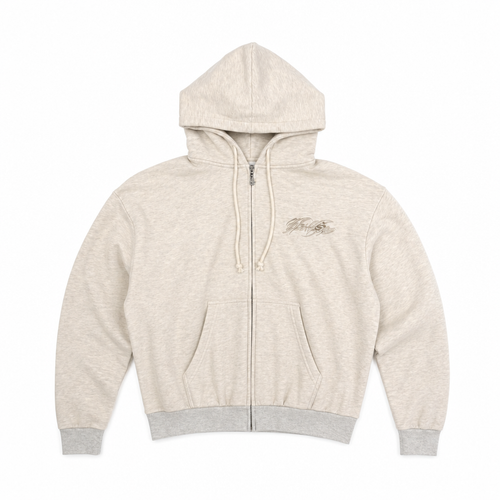 Zip Hoodie HStar Tattoo Logo Oatmeal | Hellstar