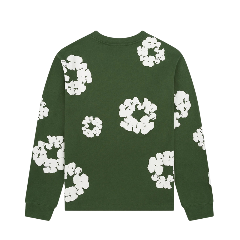 Longsleeve Cotton Wreath Green | Denim Tears