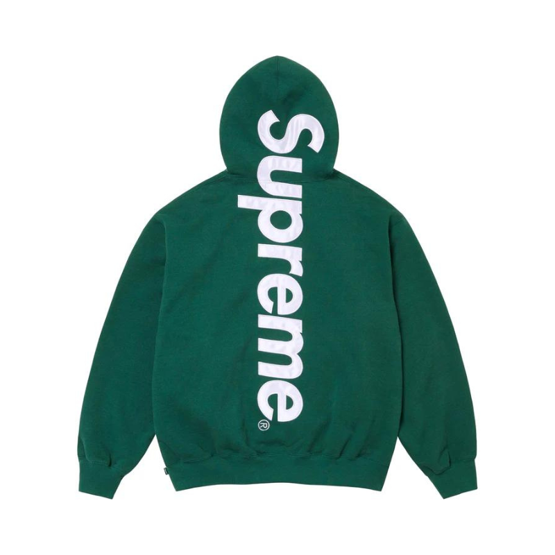 Hoodie Satin Appliqué Green | Supreme