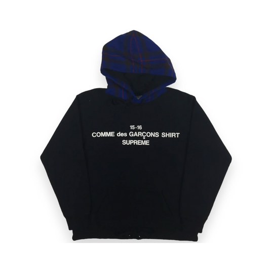 2015 Supreme x CDG Blue Plaid Hoodie