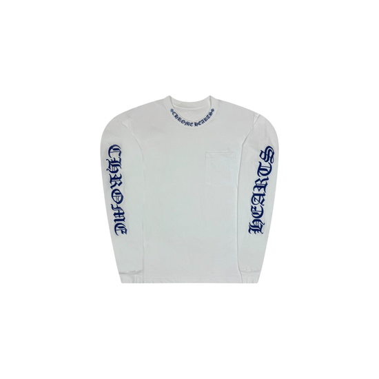 Longsleeve 1988 White Blue Neck Logo | Chrome Hearts