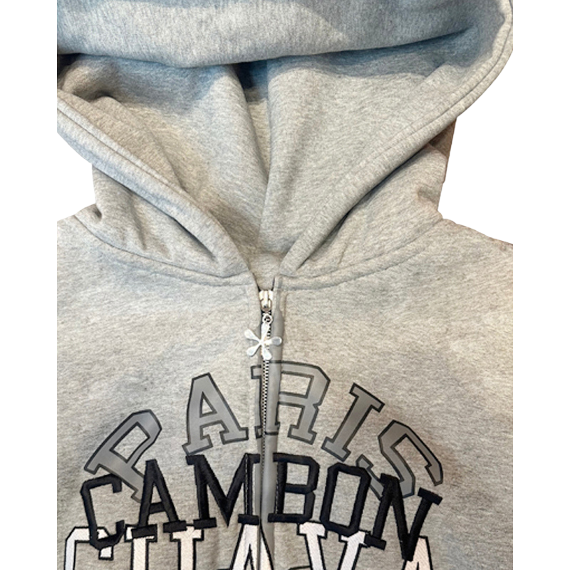 Zip Hoodie ’48 Cambon’ Grey | Maison Guava