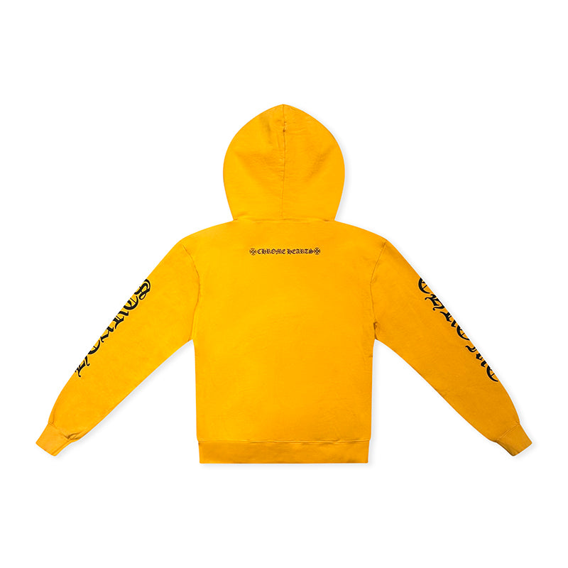 Hoodie Yellow Orange Script Logo | Chrome Hearts