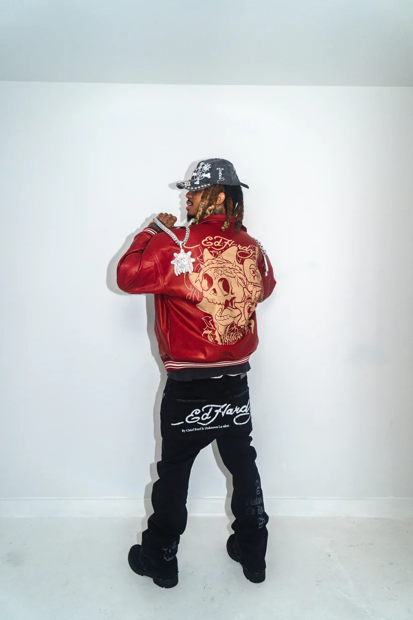 Leather Jacket UNKNOWN x ED HARDY x CHIEF KEEF