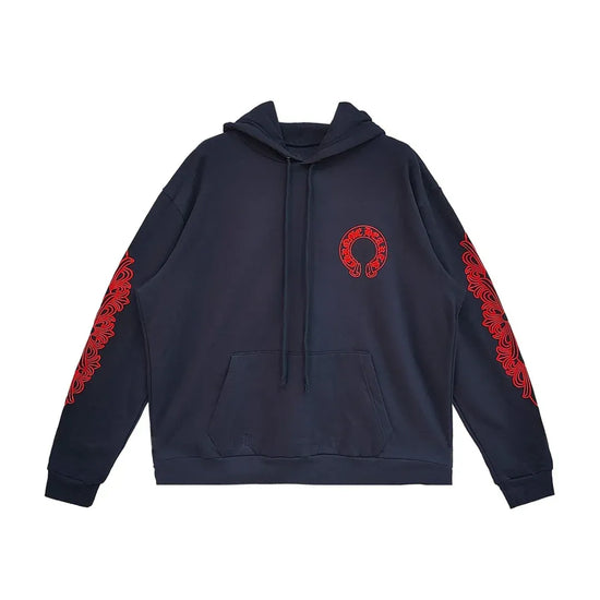 Hoodie Navy Red Floral | Chrome Hearts