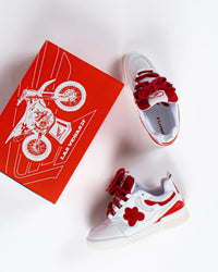 Hi-top White Red Motor | Flower Instincts