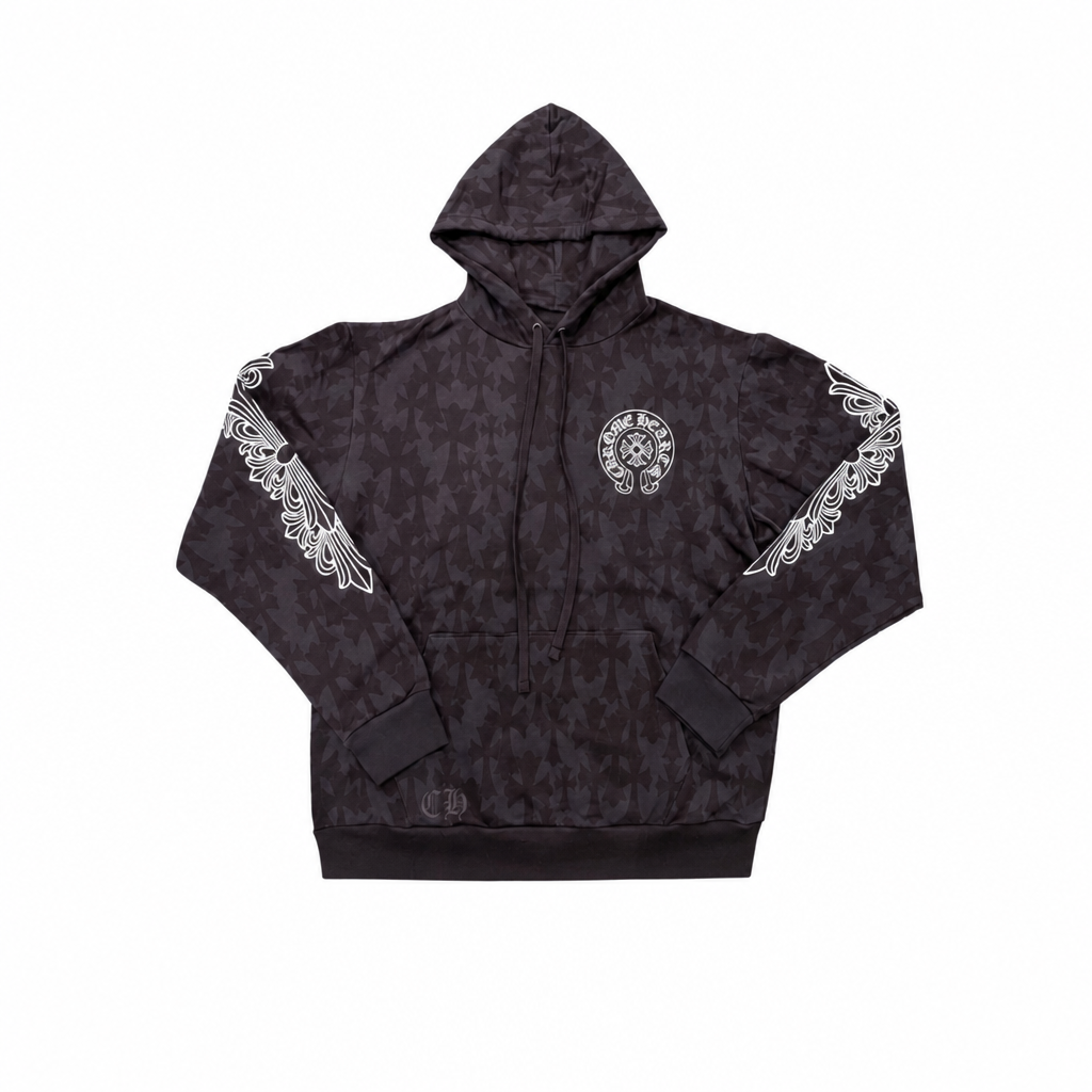 Hoodie Plus Cross All Over Print  | Chrome Hearts
