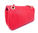 Shoulder bag 21 Cuir Et Motif Chevron Rouge Valentine Vintage | Chanel