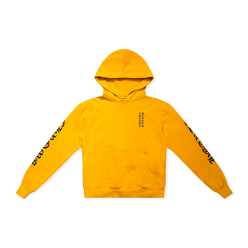 Hoodie Yellow Orange Script Logo | Chrome Hearts