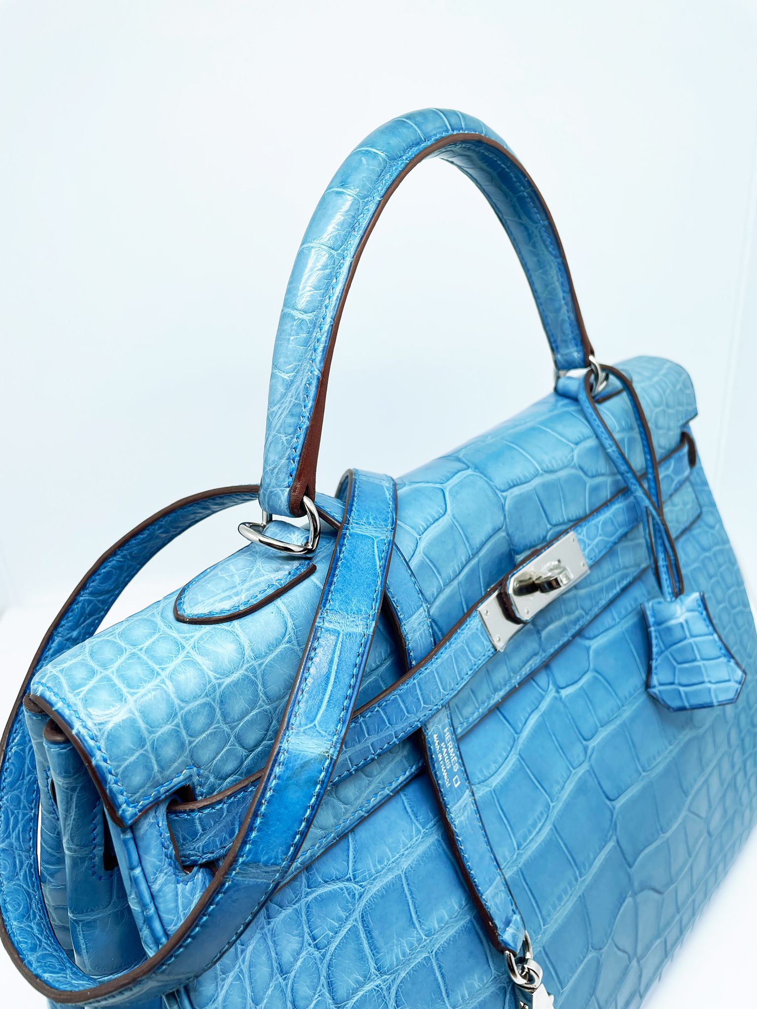 Kelly HERMES 35 Alligator Bleu Mykonos