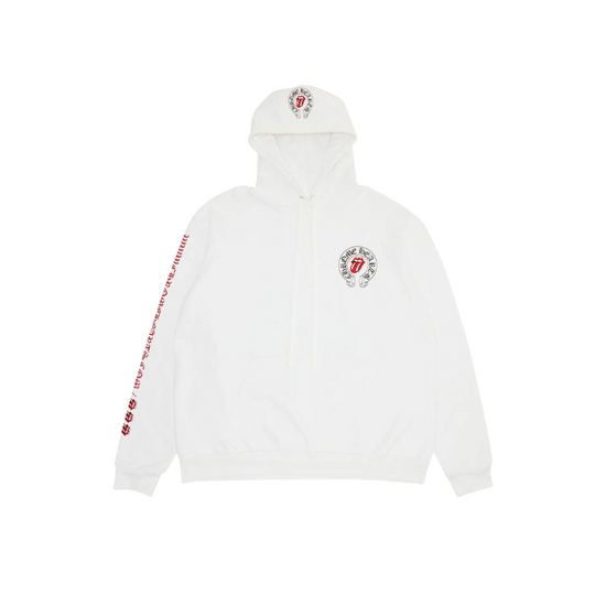 Hoodie Rolling Stone Lips Online Exclusive 'White' | Chrome Hearts