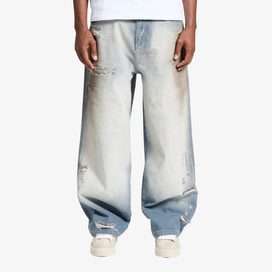 Jeans Coloris Distressed  Blue | Reternity