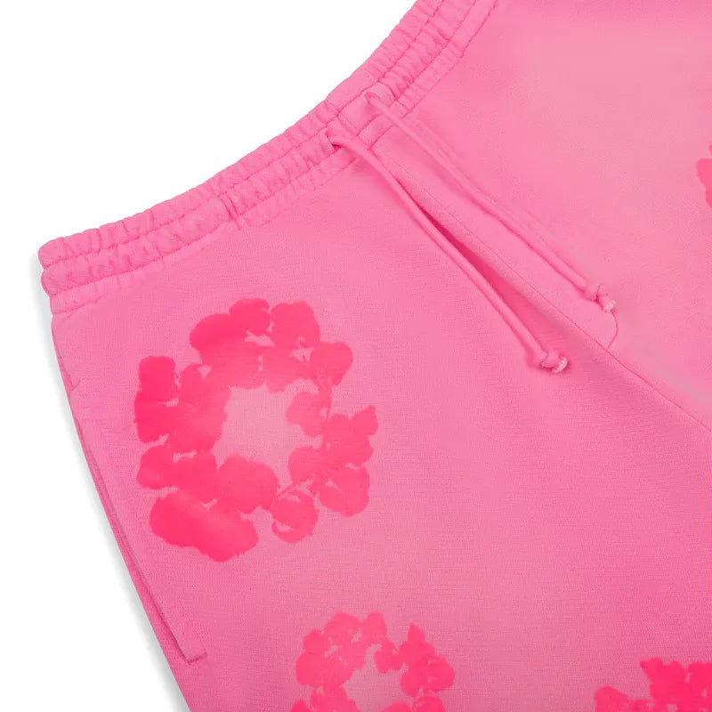 Shorts Mono Cotton Wreath Neon Pink | Denim Tears