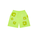 Shorts Mono Cotton Wreath Neon Green | Denim Tears