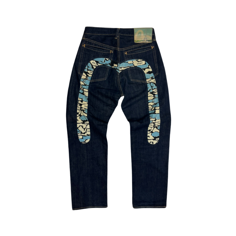 Denim Jeans EVISU Diacock Blue Tiger Camo Logo