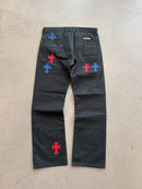 Jeans Multi Color Red Blue Cross Patch | Chrome Hearts, Hype clothes, view 4