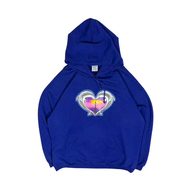 Hoodie  Blue Dolphins Heart Logo | Vetements