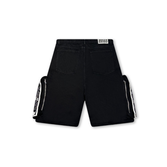Denim Shorts Side Embroidery Coal  | WhoDecidesWar
