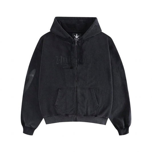 Dagger Heart Zip Hoodie Washed Black