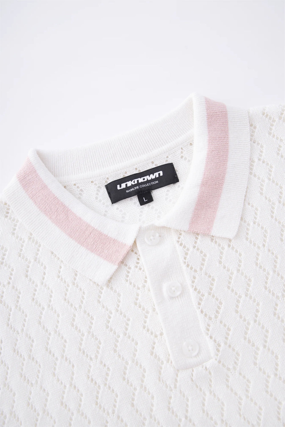 Knitwear White / Pink Knit Polo | Unknown