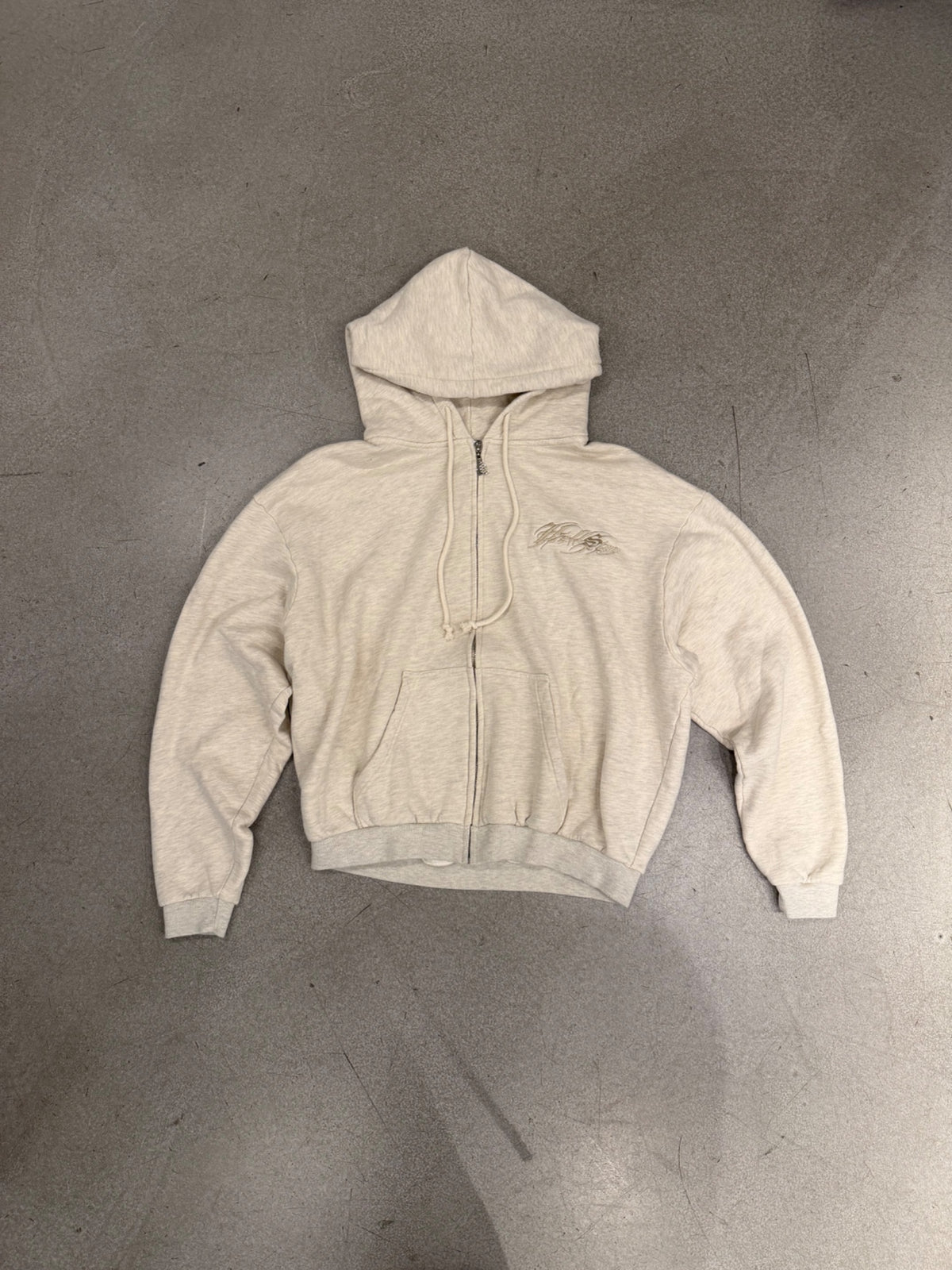 Zip Hoodie HStar Tattoo Logo Oatmeal | Hellstar, view 3