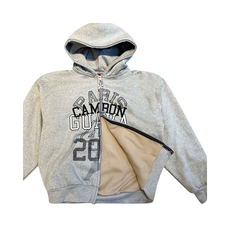 Zip Hoodie ’48 Cambon’ Grey | Maison Guava