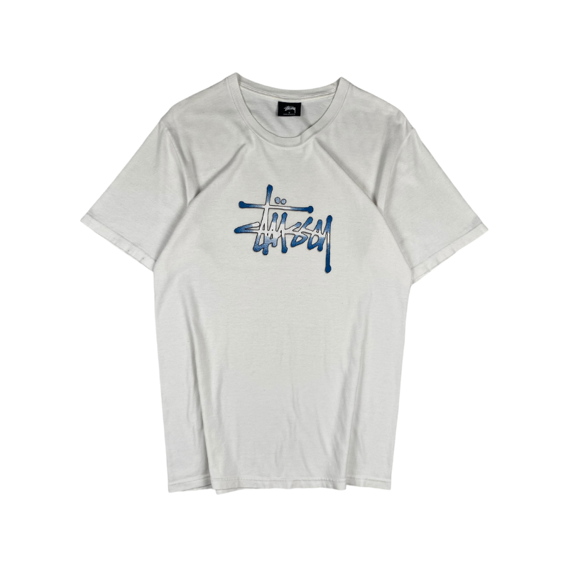 T-shirt White Blue Logo | Stussy