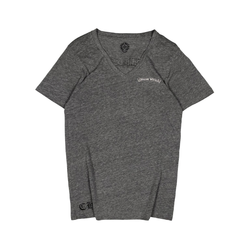 T-shirt Grey V Neck Logo | Chrome Hearts