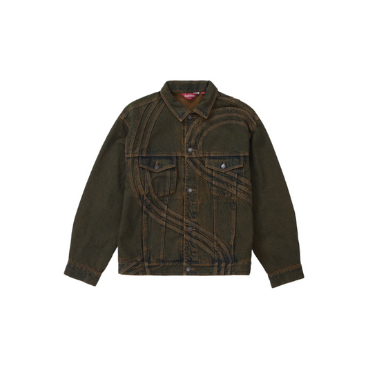 Veste trucker Supreme logo S denim vert délavé