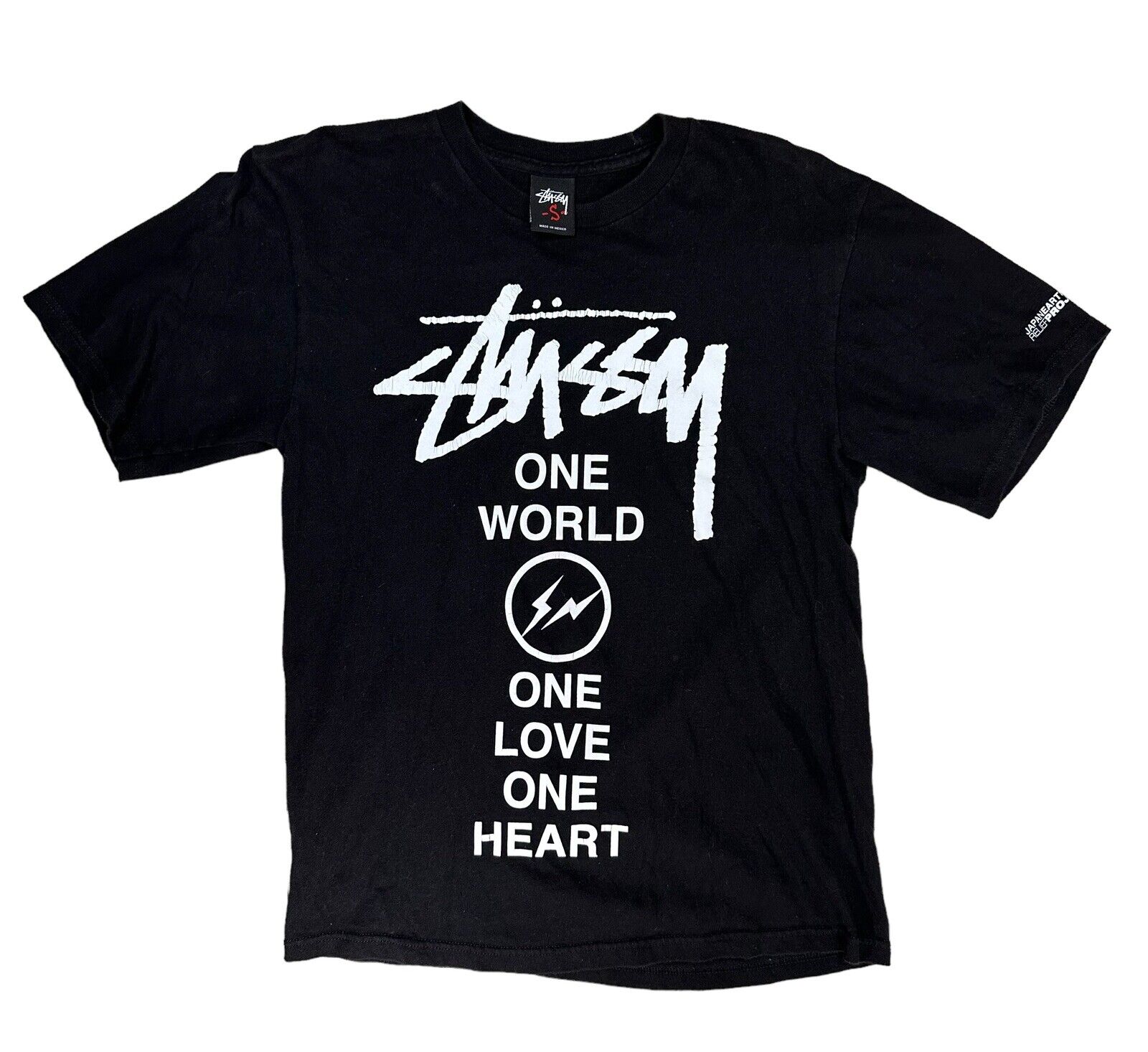 T-shirt One World One Love One Heart Black | Stussy x