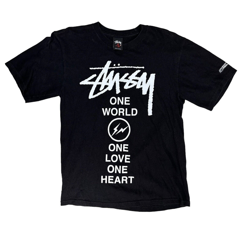 T-shirt One World One Love One Heart Black | Stussy x Fragment