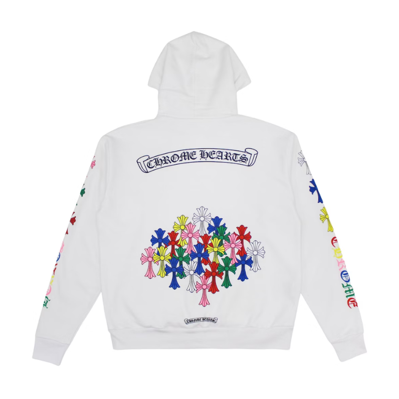 Hoodie Multi Color Cross White | Chrome Hearts