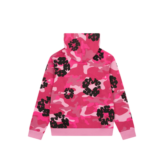 Zip Hoodie Pink Camo Cotton Wreath | Denim Tears