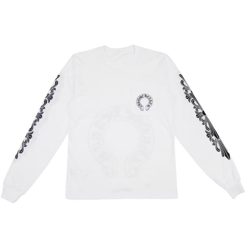 Longsleeve CHROME HEARTS White Floral Horseshoe