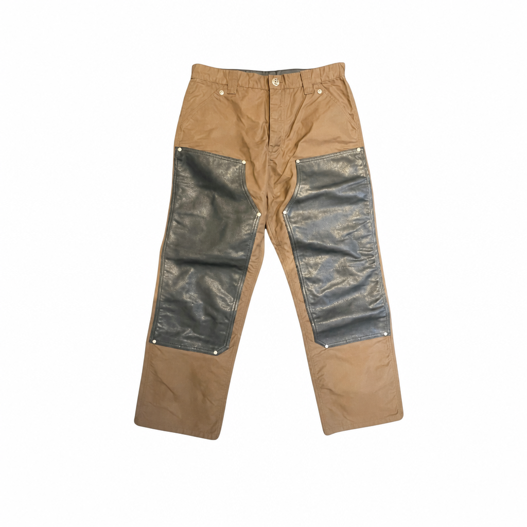 Jeans Brown Double Knee Leather Black | Chrome Hearts