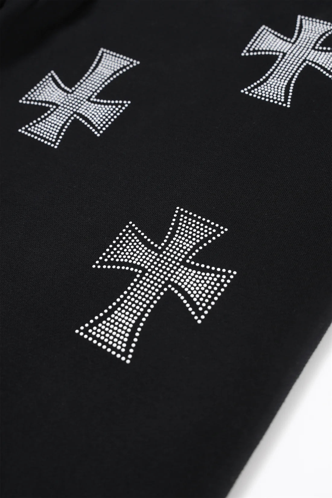 UNKNOWN Black / White Cross Rhinestone Joggers Black