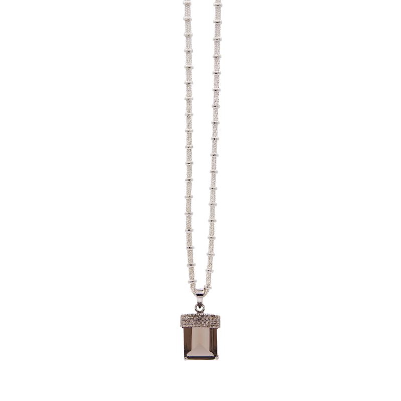 Necklace sultan brun chaîne (quartz fumé) | Baya