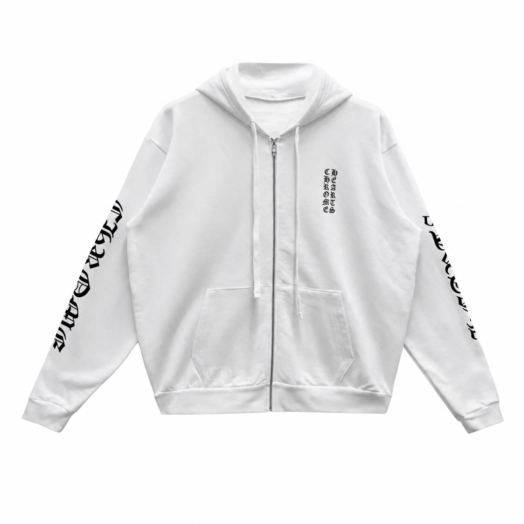 Zip Hoodie Vertical Logo  | Chrome Hearts