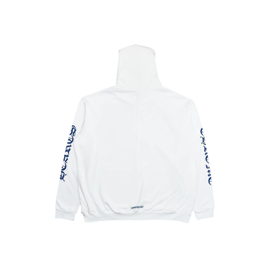 Zip Hoodie White Vertical Logo Blue  | Chrome Hearts