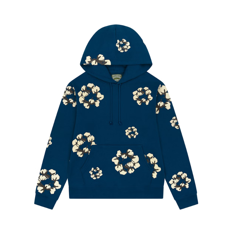 Hoodie Cactus Tears Wreath Navy Blue | Denim Tears