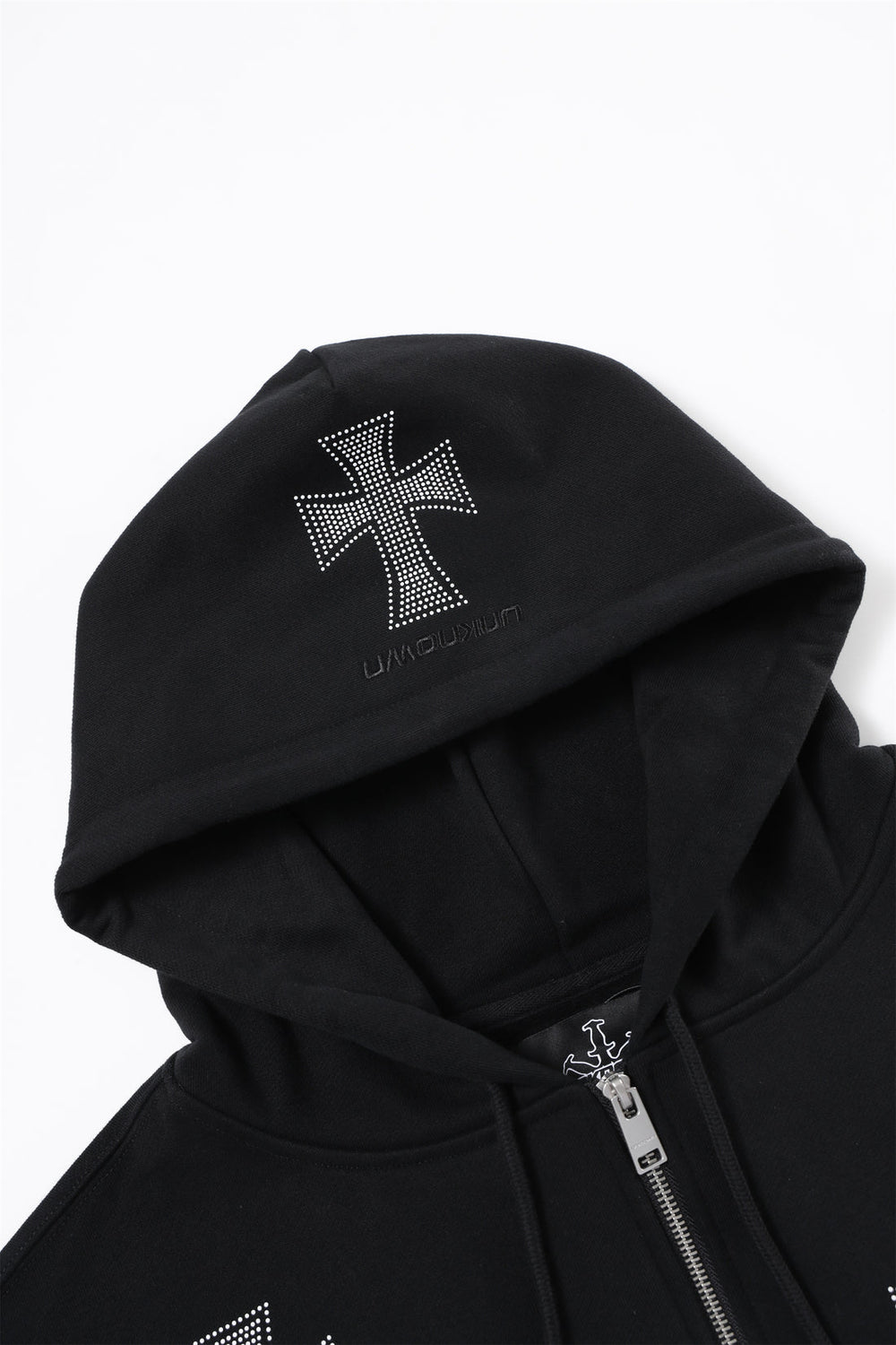 UNKNOWN Black/White Rhinestone Hoodie