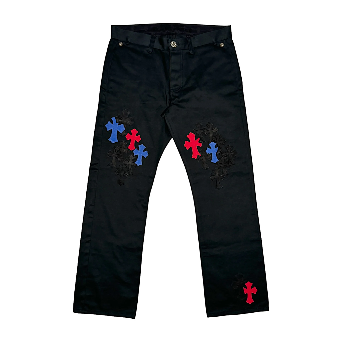 Jeans Multi Color Red Blue Cross Patch | Chrome Hearts, Hype clothes